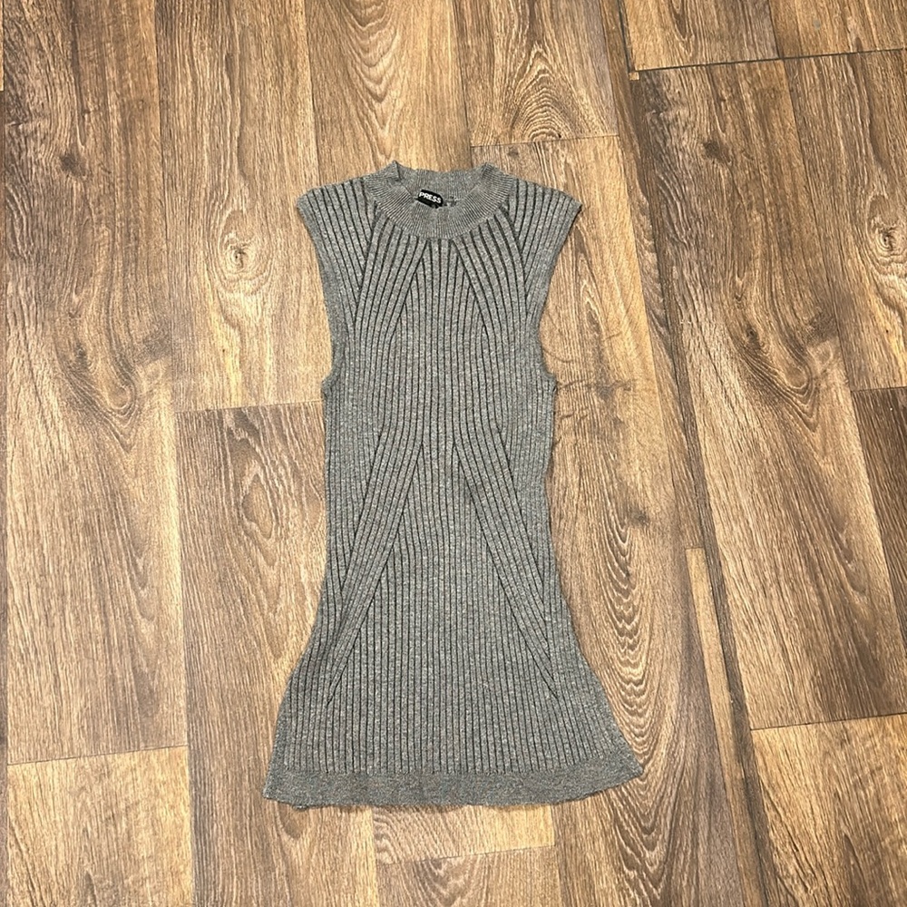 Express Ribbed Tunic Mock Neck Gray Sleeveless Top size Small